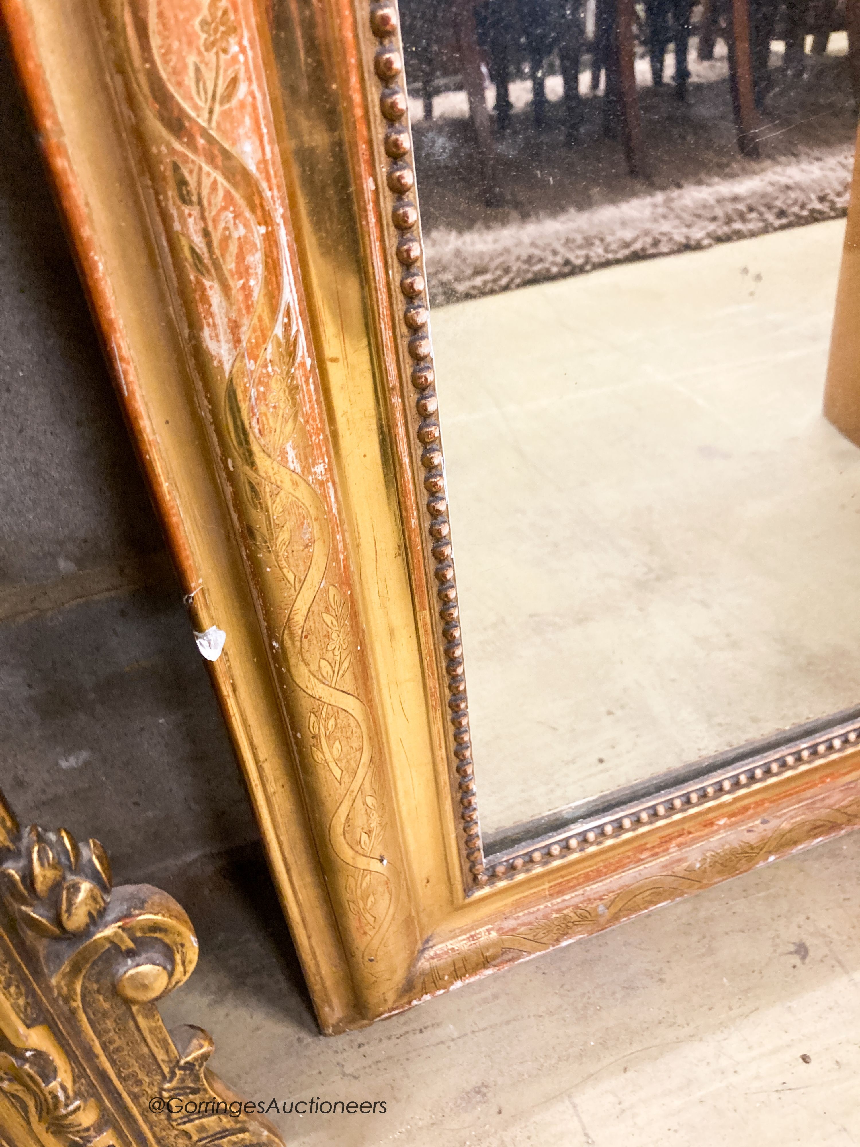 A 19th century French giltwood wall mirror, width 83cm, height 120cm